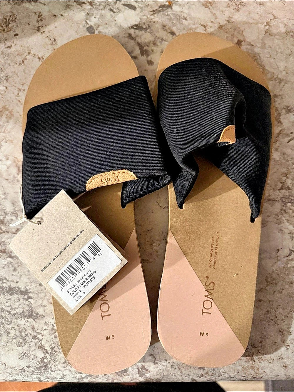 TOMS Wmn Carly Black & Pink Sandals US 6